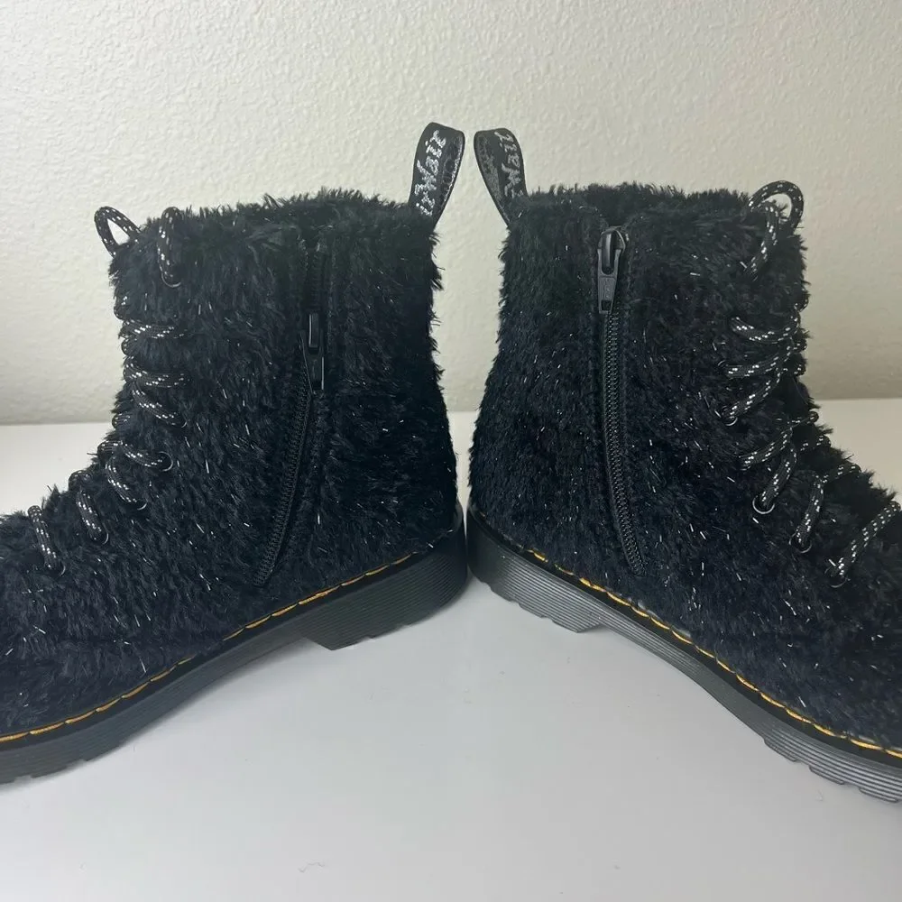 Dr Martens 1460 Pascal J Black Tinsel Fur Boots size4 new
